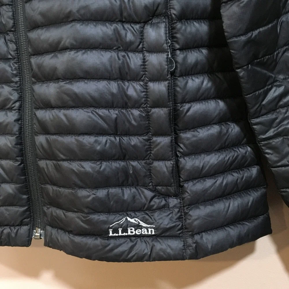 LL Bean Ultralight 850 Down Hooded Puffer Jacket Womens XS Black Outdoor Quilted - Picture 5 of 14